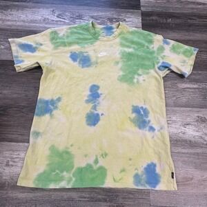 Nike Mens Multicolor‎ M Crewneck Huppie Tie Dye Loose Fit Center Check T-shirt